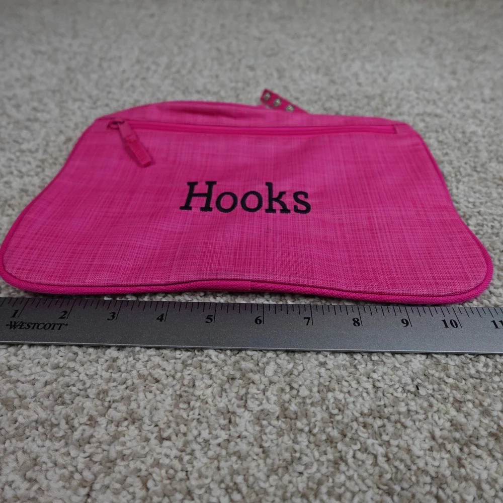 Thirty-One Pocket-A-Tote Pink Crosshatch Zipper Pouch Hooks Embroidery Organizer